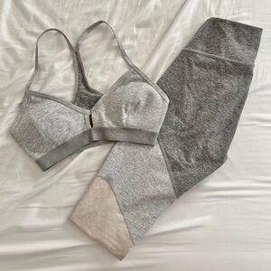 OUTDOOR VOICES Neutral Gray Beige Tri-Color Bra and Leggings Set S